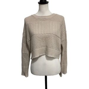 Happily Grey Cream Beige Crop Sweater. Small
